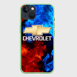 Чехол для iPhone 14 CHEVROLET, цвет: 3D-салатовый