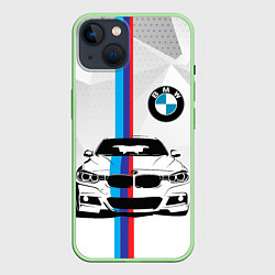 Чехол для iPhone 14 BMW БМВ M PERFORMANCE, цвет: 3D-салатовый