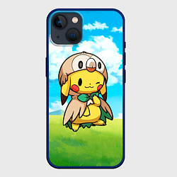 Чехол для iPhone 14 Пикачу совенок, цвет: 3D-тёмно-синий