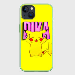 Чехол для iPhone 14 ПИКАЧУ PIKACHU, цвет: 3D-салатовый