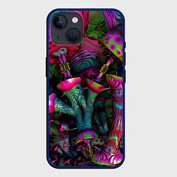 Чехол для iPhone 14 Вот такие грибочки Pattern Психоделика, цвет: 3D-тёмно-синий