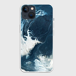 Чехол для iPhone 14 Texture of dark waves, цвет: 3D-белый