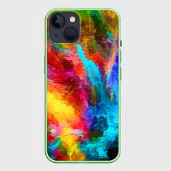 Чехол для iPhone 14 Цветные всплески Экспрессионизм Абстракция Color S, цвет: 3D-салатовый