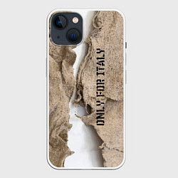 Чехол для iPhone 14 Только для Италии Мешковина Рваньё Only for Italy, цвет: 3D-белый