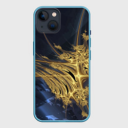 Чехол для iPhone 14 Фрактальная футуристическая композиция Абстракция, цвет: 3D-голубой