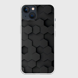 Чехол для iPhone 14 Чёрные 3D пластины black 3d plates плиты, цвет: 3D-белый