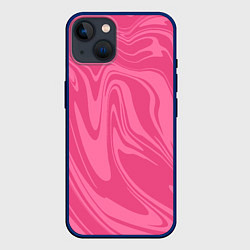 Чехол для iPhone 14 РОЗОВЫЕ РАЗВОДЫ КРАСКИ МРАМОРНЫЙ, цвет: 3D-тёмно-синий