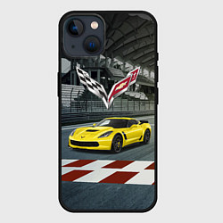 Чехол для iPhone 14 Шевроле Корвет - гоночная команда, цвет: 3D-черный