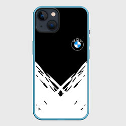 Чехол для iPhone 14 BMW стильная геометрия спорт, цвет: 3D-голубой