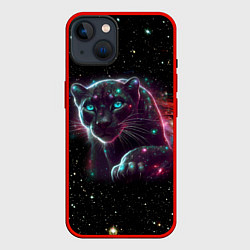Чехол для iPhone 14 Межгалактическая пантера - космос от нейросети, цвет: 3D-красный