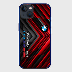 Чехол для iPhone 14 BMW geometry stripes red, цвет: 3D-тёмно-синий