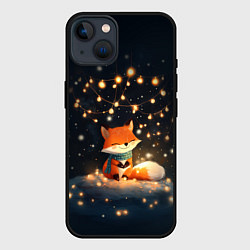 Чехол для iPhone 14 Лисенок в лесу, цвет: 3D-черный