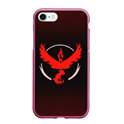 Чехол iPhone 7/8 матовый Pokemon: Red Team, цвет: 3D-малиновый
