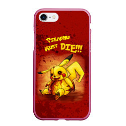 Чехол iPhone 7/8 матовый Pikachu must die!, цвет: 3D-малиновый