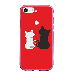 Чехол iPhone 7/8 матовый Cat Love, цвет: 3D-малиновый