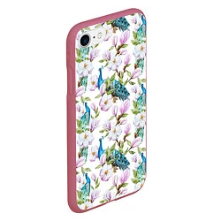Чехол iPhone 7/8 матовый Цветы и бабочки 6, цвет: 3D-малиновый — фото 2
