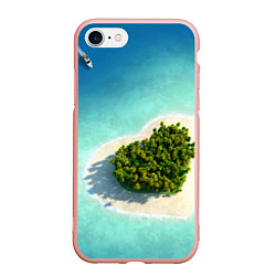 Чехол iPhone 7/8 матовый Остров, цвет: 3D-светло-розовый
