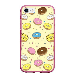 Чехол iPhone 7/8 матовый Сладкие пончики, цвет: 3D-малиновый