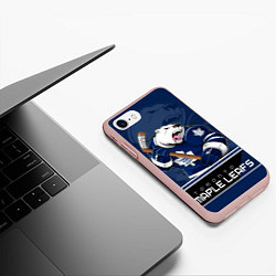 Чехол iPhone 7/8 матовый Toronto Maple Leafs, цвет: 3D-светло-розовый — фото 2