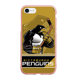Чехол iPhone 7/8 матовый Pittsburgh Penguins, цвет: 3D-светло-розовый