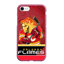 Чехол iPhone 7/8 матовый Calgary Flames, цвет: 3D-малиновый