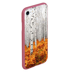 Чехол iPhone 7/8 матовый Березовая роща, цвет: 3D-малиновый — фото 2