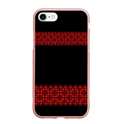 Чехол iPhone 7/8 матовый Славянский орнамент (на чёрном), цвет: 3D-светло-розовый