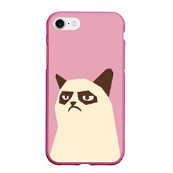 Чехол iPhone 7/8 матовый Grumpy cat pink, цвет: 3D-малиновый