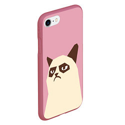 Чехол iPhone 7/8 матовый Grumpy cat pink, цвет: 3D-малиновый — фото 2