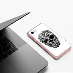 Чехол iPhone 7/8 матовый Череп, цвет: 3D-светло-розовый — фото 2