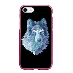 Чехол iPhone 7/8 матовый Седой волк, цвет: 3D-малиновый