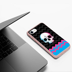 Чехол iPhone 7/8 матовый Colored Skull, цвет: 3D-светло-розовый — фото 2