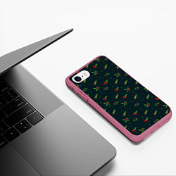 Чехол iPhone 7/8 матовый Омела, цвет: 3D-малиновый — фото 2