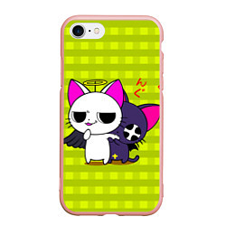 Чехол iPhone 7/8 матовый Аниме котики, цвет: 3D-светло-розовый