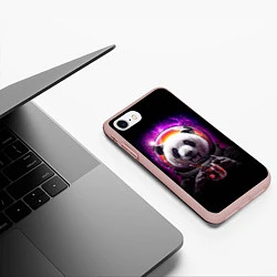 Чехол iPhone 7/8 матовый Panda Cosmonaut, цвет: 3D-светло-розовый — фото 2