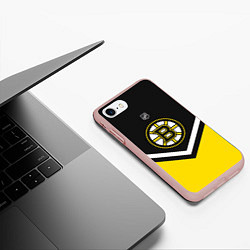 Чехол iPhone 7/8 матовый NHL: Boston Bruins, цвет: 3D-светло-розовый — фото 2