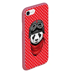 Чехол iPhone 7/8 матовый Панда пилот, цвет: 3D-малиновый — фото 2