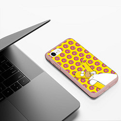 Чехол iPhone 7/8 матовый Пончики Гомера Симпсона, цвет: 3D-светло-розовый — фото 2