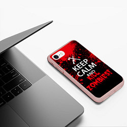 Чехол iPhone 7/8 матовый Keep Calm & Kill Zombies, цвет: 3D-светло-розовый — фото 2