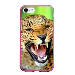 Чехол iPhone 7/8 матовый Свирепый леопард, цвет: 3D-малиновый
