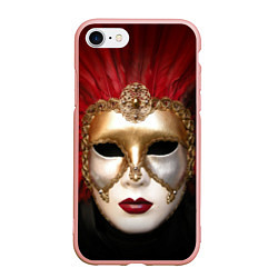 Чехол iPhone 7/8 матовый Венецианская маска, цвет: 3D-светло-розовый