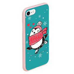 Чехол iPhone 7/8 матовый Пингвинчик на коньках, цвет: 3D-светло-розовый — фото 2