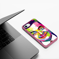 Чехол iPhone 7/8 матовый Роуэн Аткинсон, цвет: 3D-малиновый — фото 2