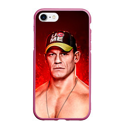 Чехол iPhone 7/8 матовый John Cena: Flame, цвет: 3D-малиновый