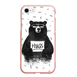 Чехол iPhone 7/8 матовый Bear Hugs, цвет: 3D-светло-розовый