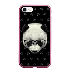 Чехол iPhone 7/8 матовый Умная панда, цвет: 3D-малиновый