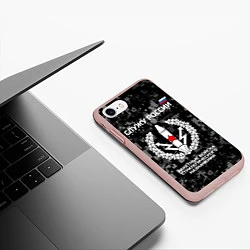 Чехол iPhone 7/8 матовый Служу России: РВСН, цвет: 3D-светло-розовый — фото 2
