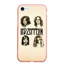 Чехол iPhone 7/8 матовый Led Zeppelin Guys, цвет: 3D-светло-розовый