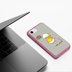 Чехол iPhone 7/8 матовый Яйцо приветствует, цвет: 3D-малиновый — фото 2