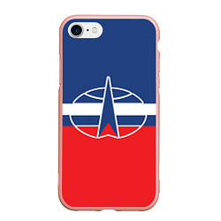 Чехол iPhone 7/8 матовый Флаг космический войск РФ, цвет: 3D-светло-розовый